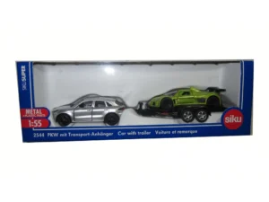 PORSCHE MACAN TURBO WITH TRAILER & CAR - 1:55 SCALE SIKU SUPER