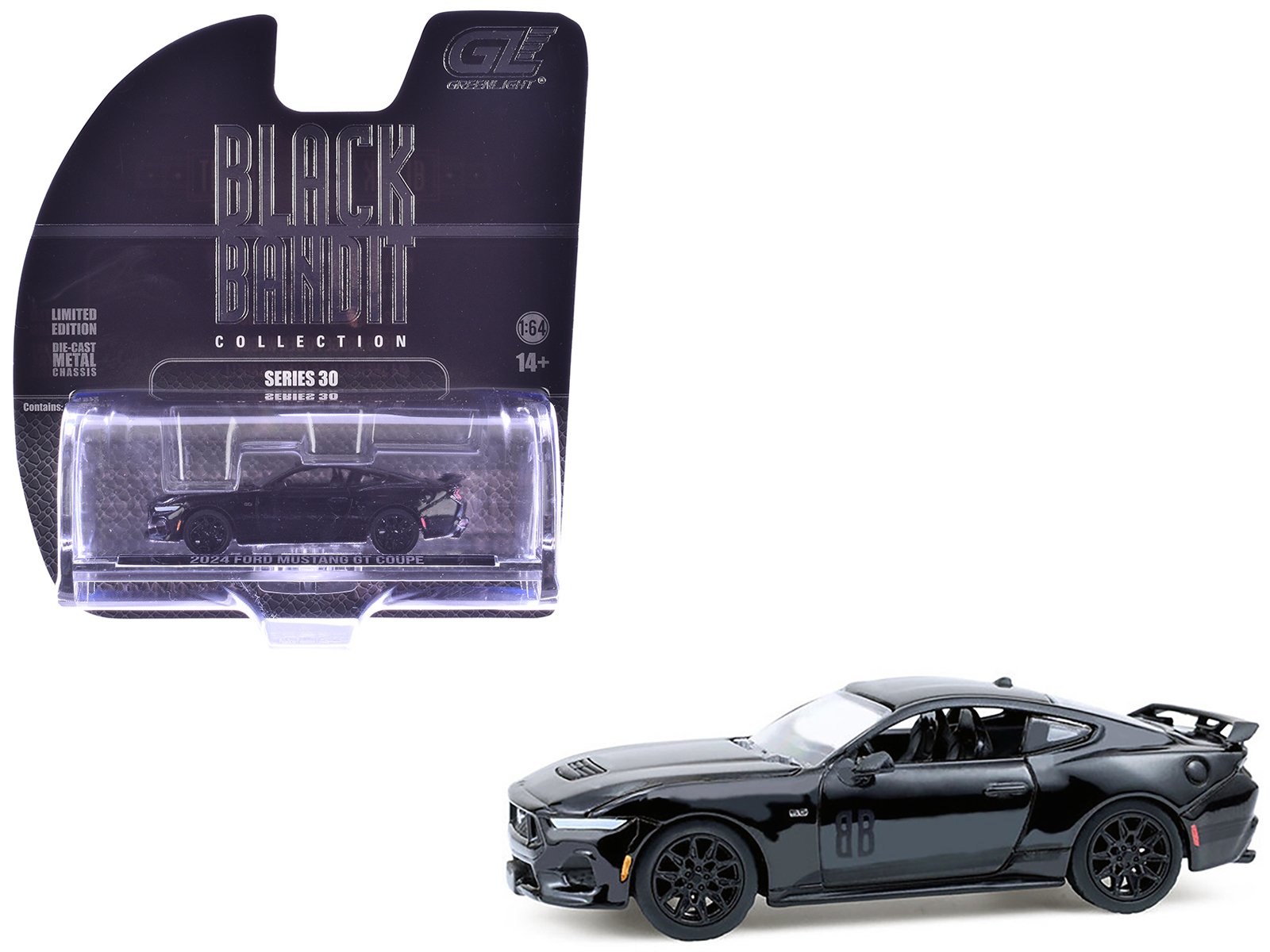 FORD MUSTANG GT COUPE 2024 GREENLIGHT BLACK BANDIT - 1:64 SCALE MODEL