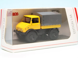 Unimog U406 YELLOW/GREY CANVAS - SCHUCO - 1:64 SCALE