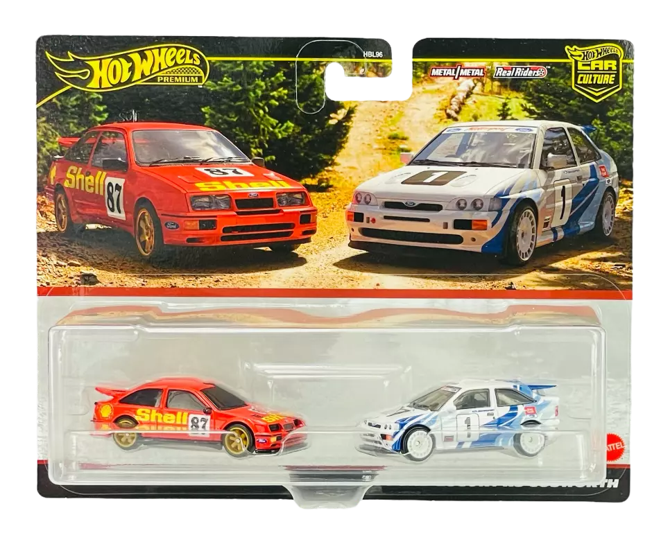 Lot De 2 Voitures Hot Wheels FORD Cosworth - Sierra 1987 + Escort RS 1993 - Échelle 1:64, Neuf