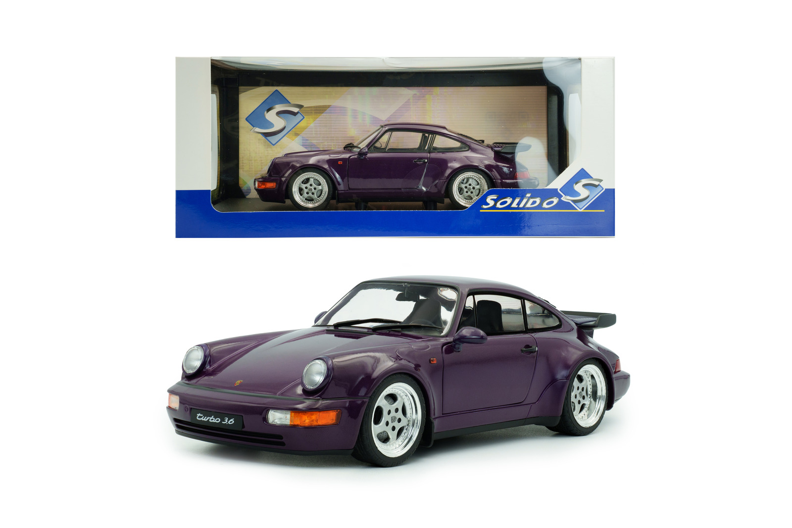PORSCHE 911 (964) TURBO VIOLET BLUE - SOLIDO 1:18 SCALE DIECAST MODEL - Image 3